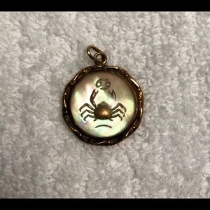 Cancer Horoscope Necklace Charm 14k Gold
